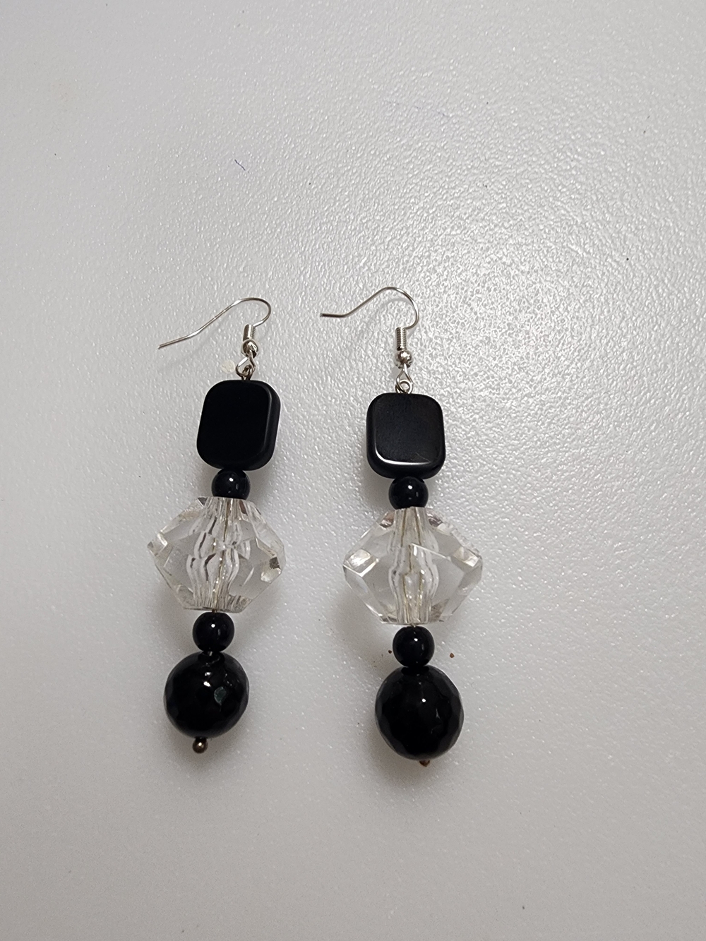 Black & Clear Bead Drop Earrings - Elegant Women Jewelry
